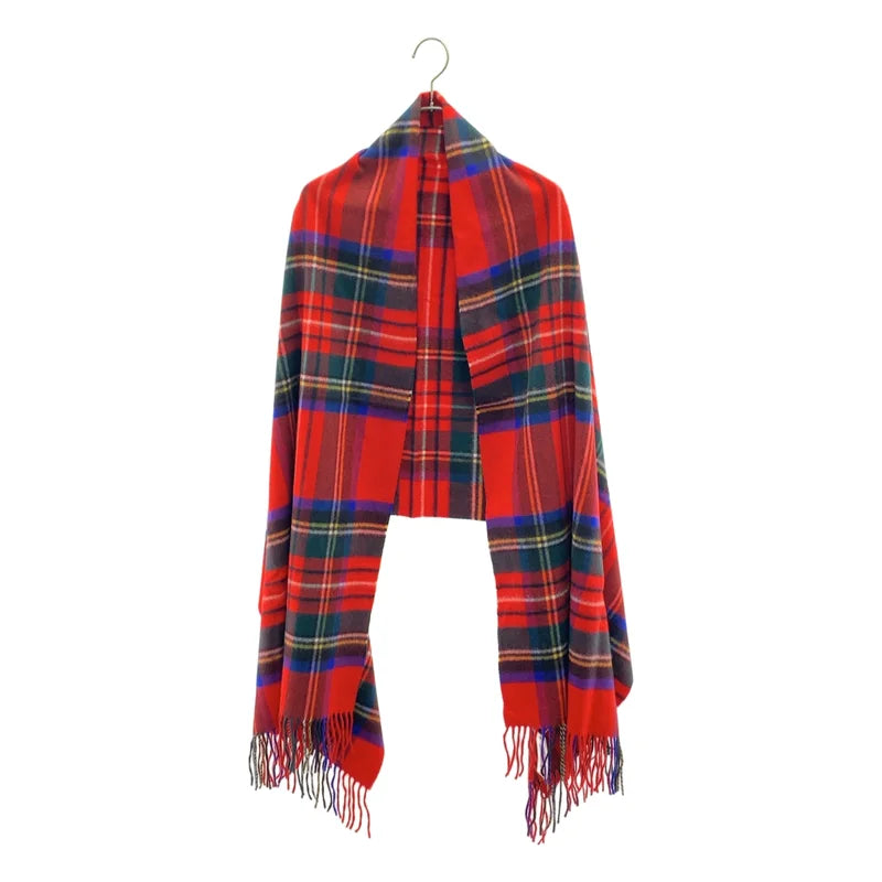 JOHNSTONS OF ELGIN / ジョンストンズオブエルガン | カシミヤ チェック フリンジ ロング ストール |