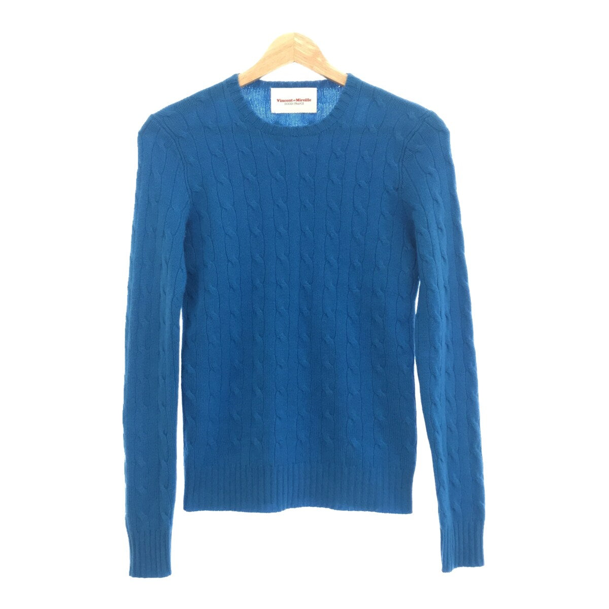 Vincent et Mireille | Crew neck cashmere cable knit | M | Blue | Women's