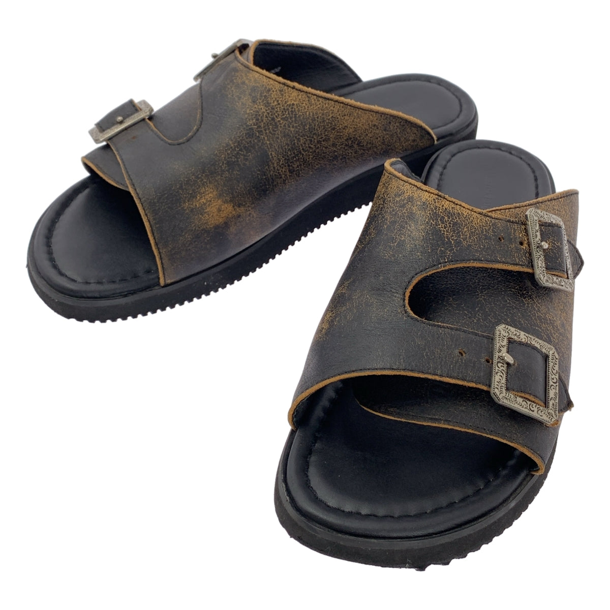 CHRISTIAN DADA / クリスチャンダダ | 2018SS | LEATHER SANDALS レザー サンダル | 28 | ブラック / シルバー | メンズ