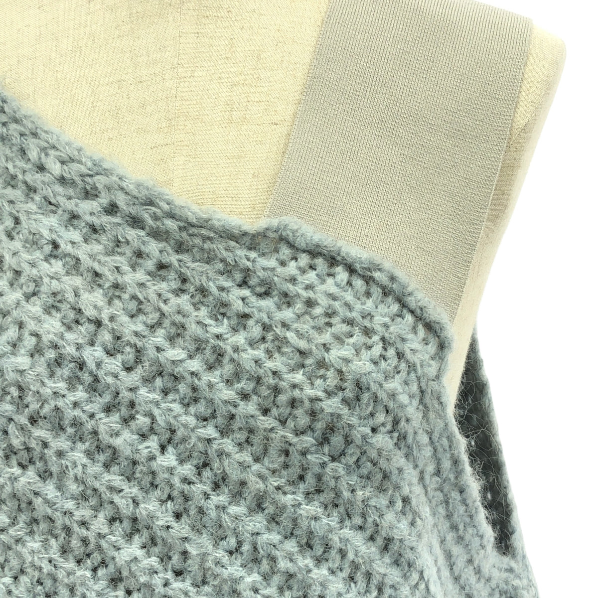 ADORE / 아도어 | 알파카 혼합 오픈 어깨 짧은 니트 | 38 | 블루 | 여성