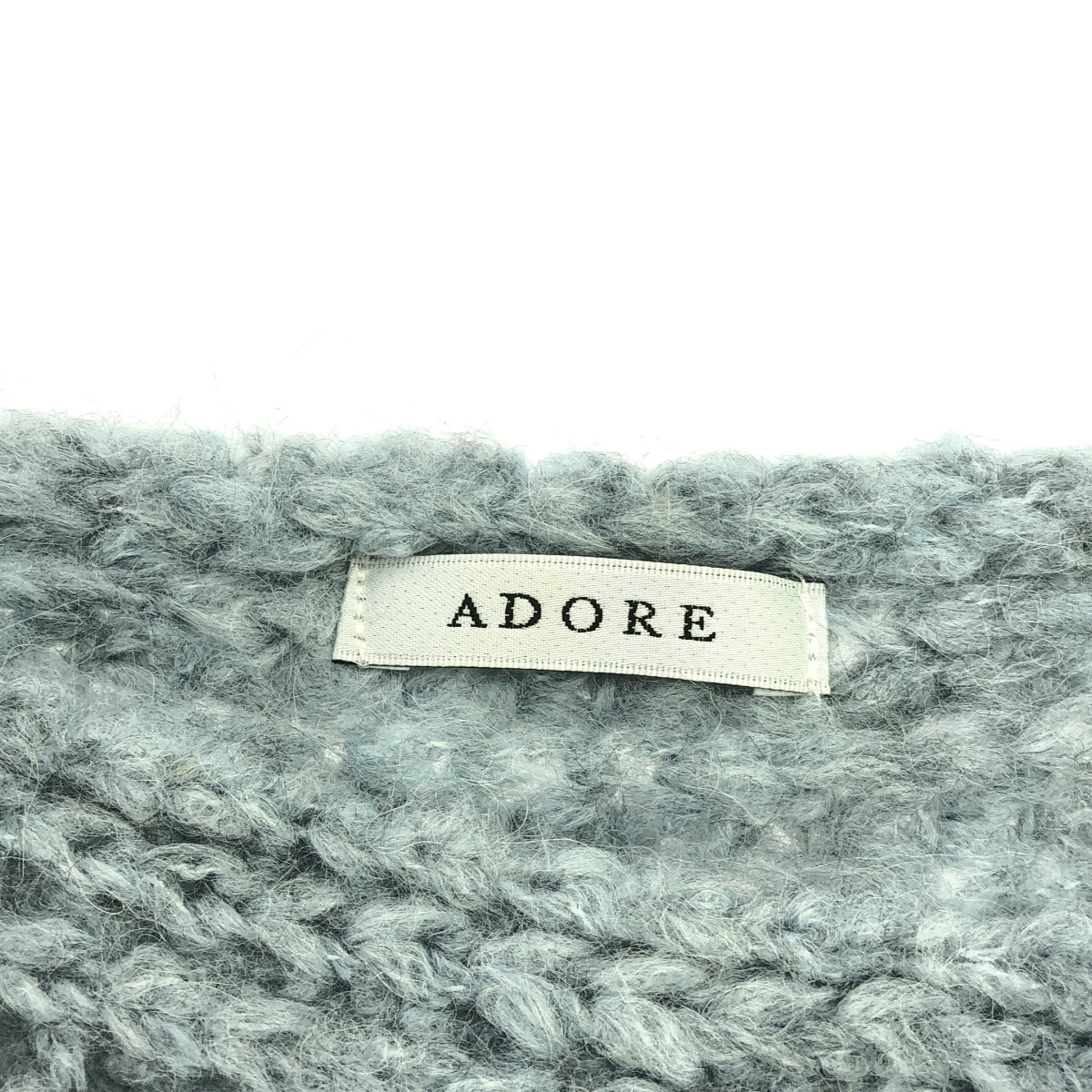 ADORE / 아도어 | 알파카 혼합 오픈 어깨 짧은 니트 | 38 | 블루 | 여성