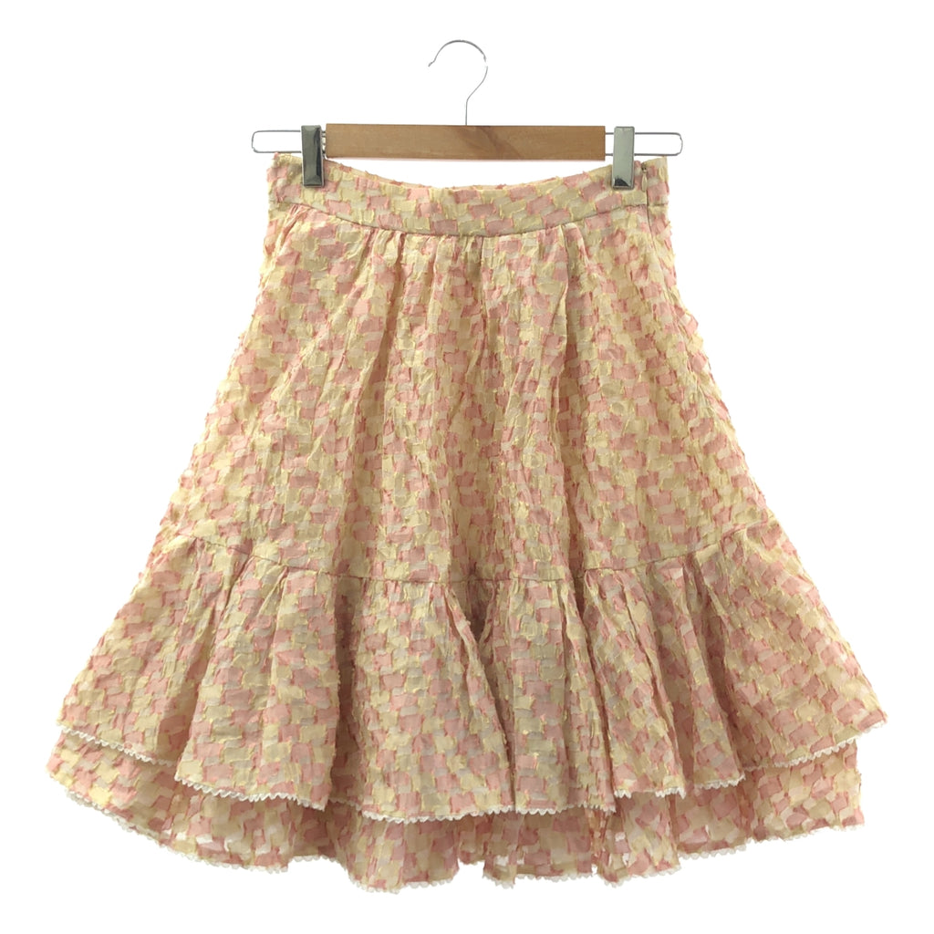 RED VALENTINO | 褶皺分層半身裙 | US2 | 淺粉紅色/黃色 | 女款