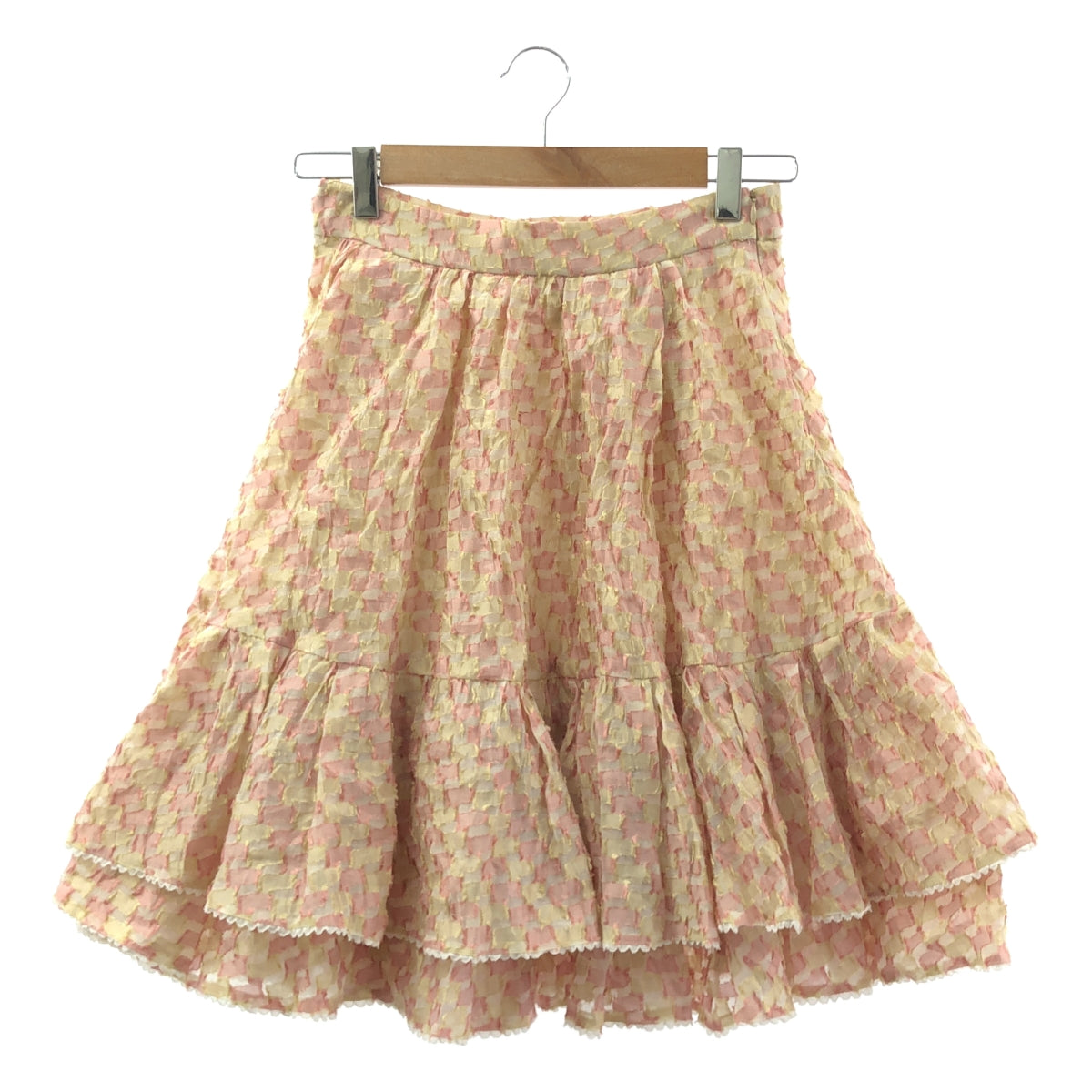 RED VALENTINO | 褶皺分層半身裙 | US2 | 淺粉紅色/黃色 | 女款