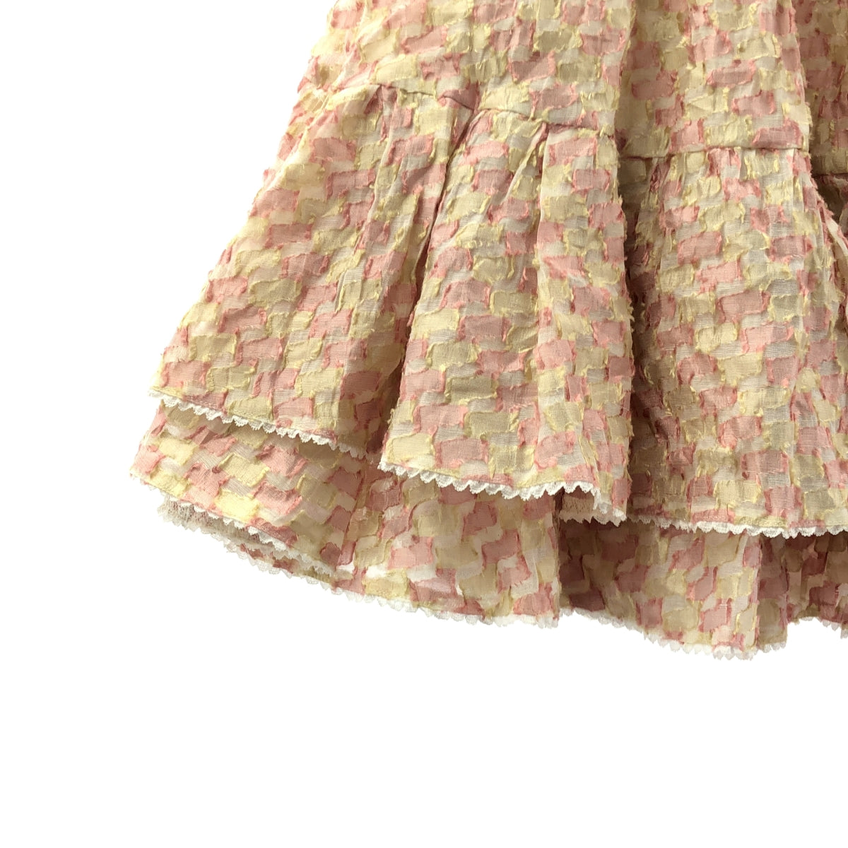 RED VALENTINO | 褶皺分層半身裙 | US2 | 淺粉紅色/黃色 | 女款