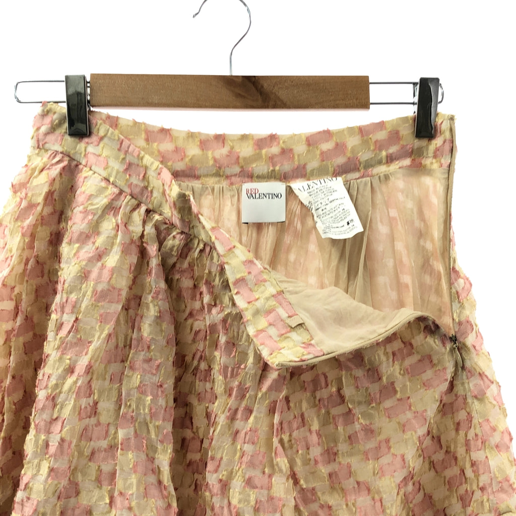 RED VALENTINO | 褶皺分層半身裙 | US2 | 淺粉紅色/黃色 | 女款