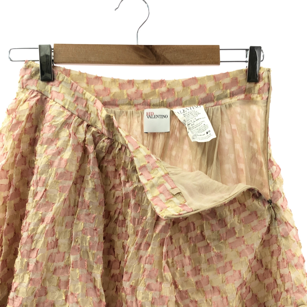 RED VALENTINO | 褶皺分層半身裙 | US2 | 淺粉紅色/黃色 | 女款