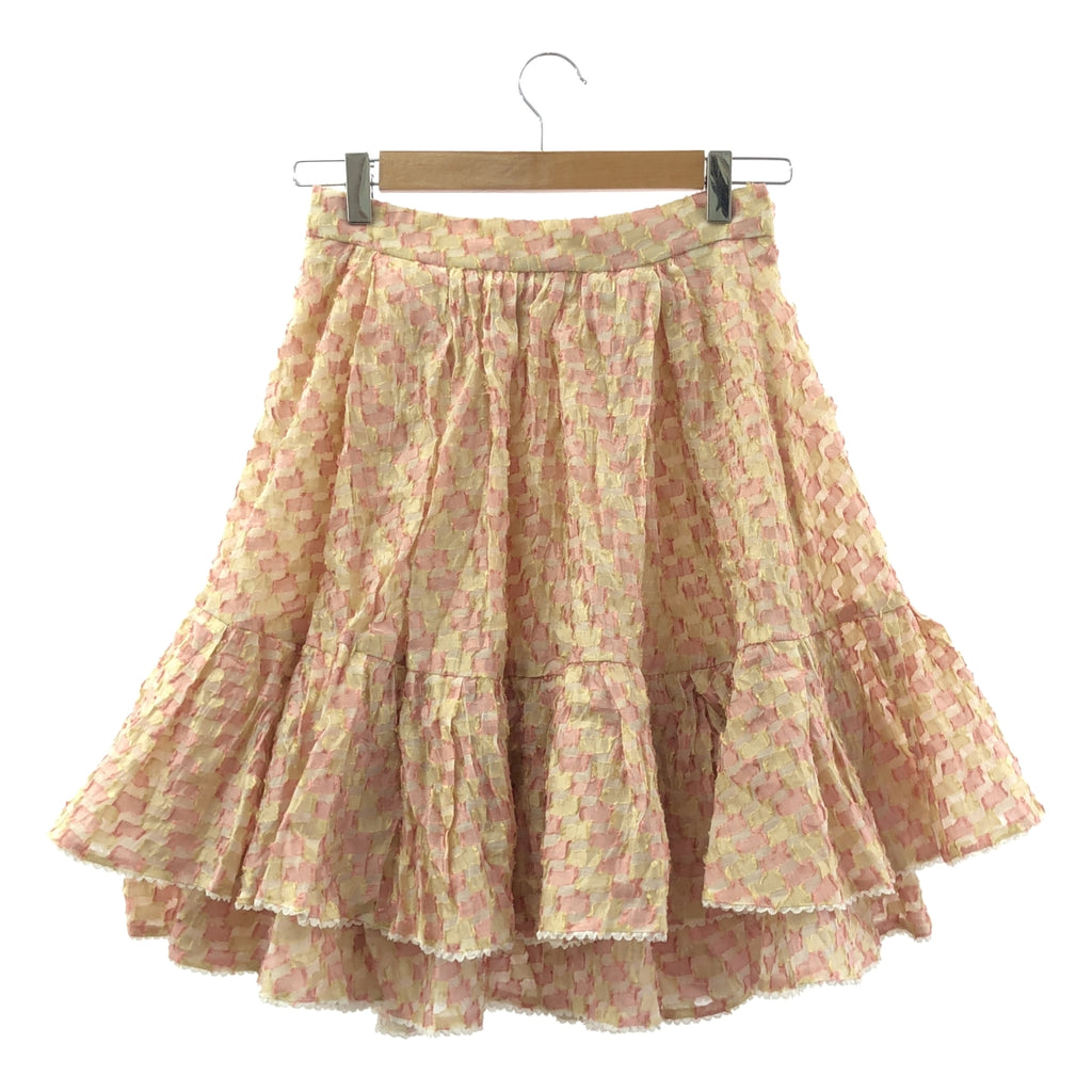 RED VALENTINO | 褶皺分層半身裙 | US2 | 淺粉紅色/黃色 | 女款