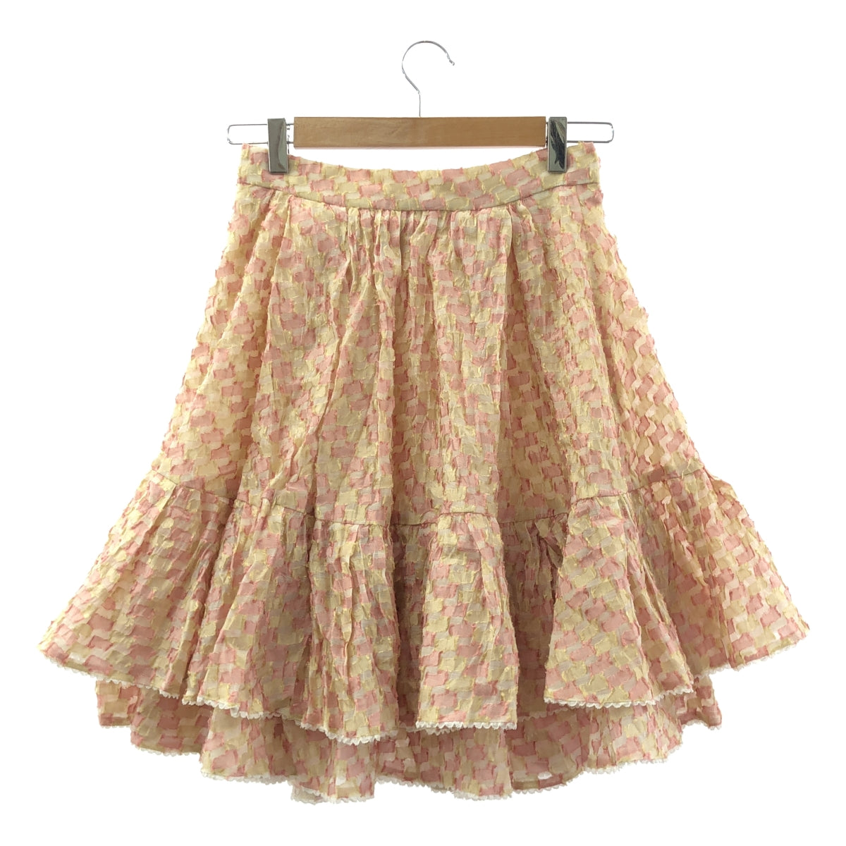RED VALENTINO | 褶皺分層半身裙 | US2 | 淺粉紅色/黃色 | 女款