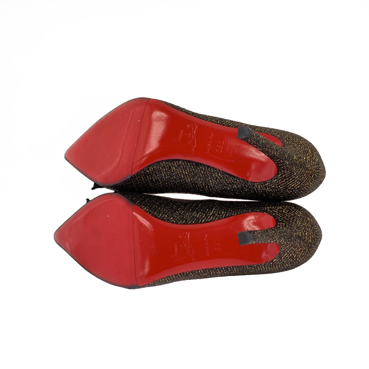 Christian Louboutin | 蝴蝶結露趾高跟鞋 | 尺寸 36 1/2 | 黑色/金色 | 女款