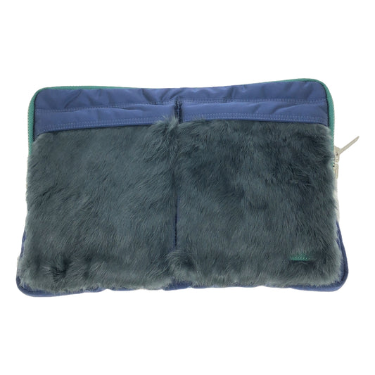 sacai / Sacai | × PORTER / Porter mixed material fur-trimmed clutch bag |