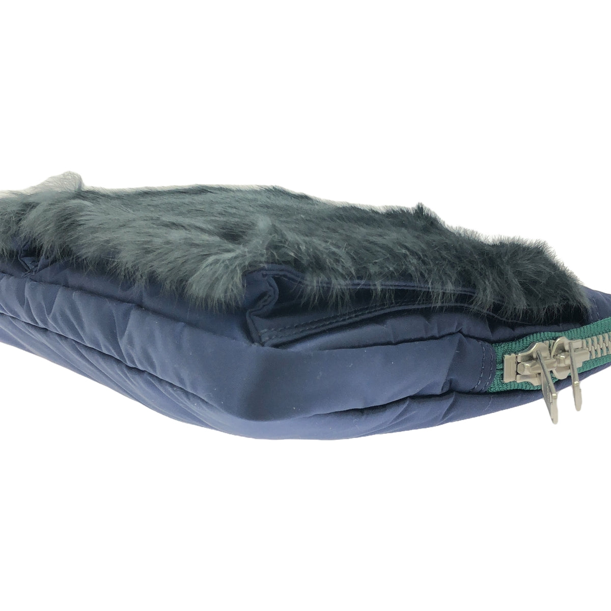 sacai / Sacai | × PORTER / Porter mixed material fur-trimmed clutch bag |