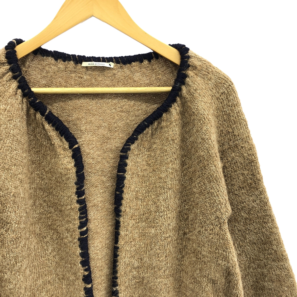 mina perhonen / mina perhonen | honeme alpaca knit cardigan | 36 | beige/navy | women's