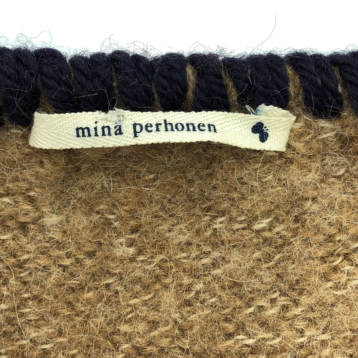 mina perhonen / mina perhonen | honeme alpaca knit cardigan | 36 | beige/navy | women's