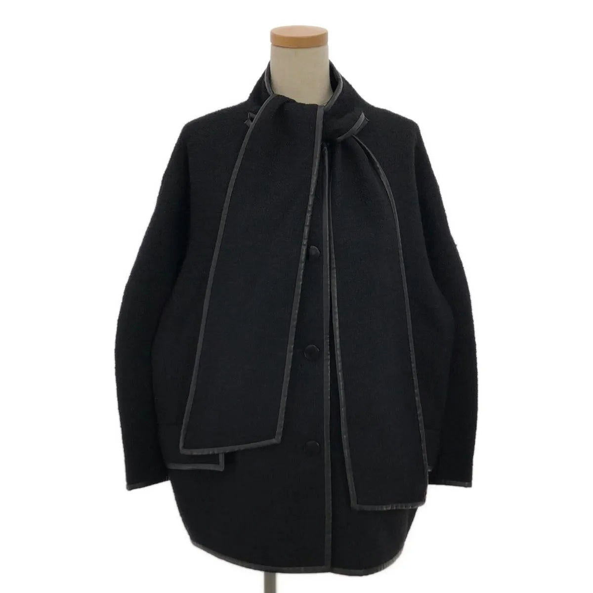 [品相良好]IENA/伊娜| 2023秋冬 | × TSUJI NAOKO [n] 粗花呢蝴蝶結外套 | 36 |黑色 |女性的