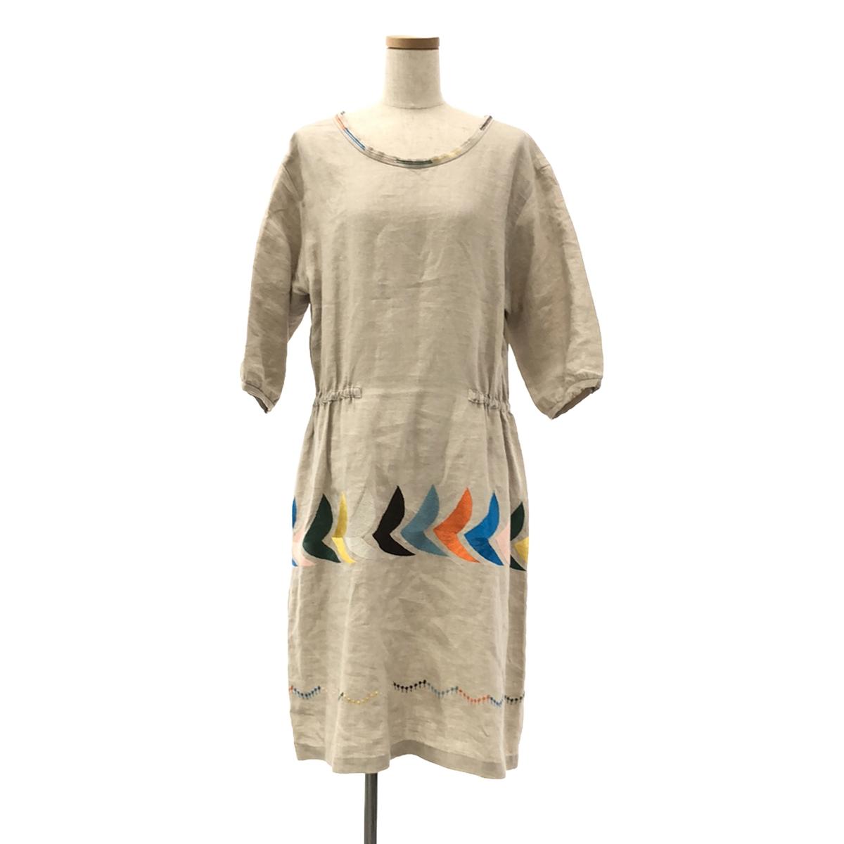 [Good Condition] mina perhonen | 2000 s/s | 25th Anniversary Bird Long Dress | 36 | Beige | Women's