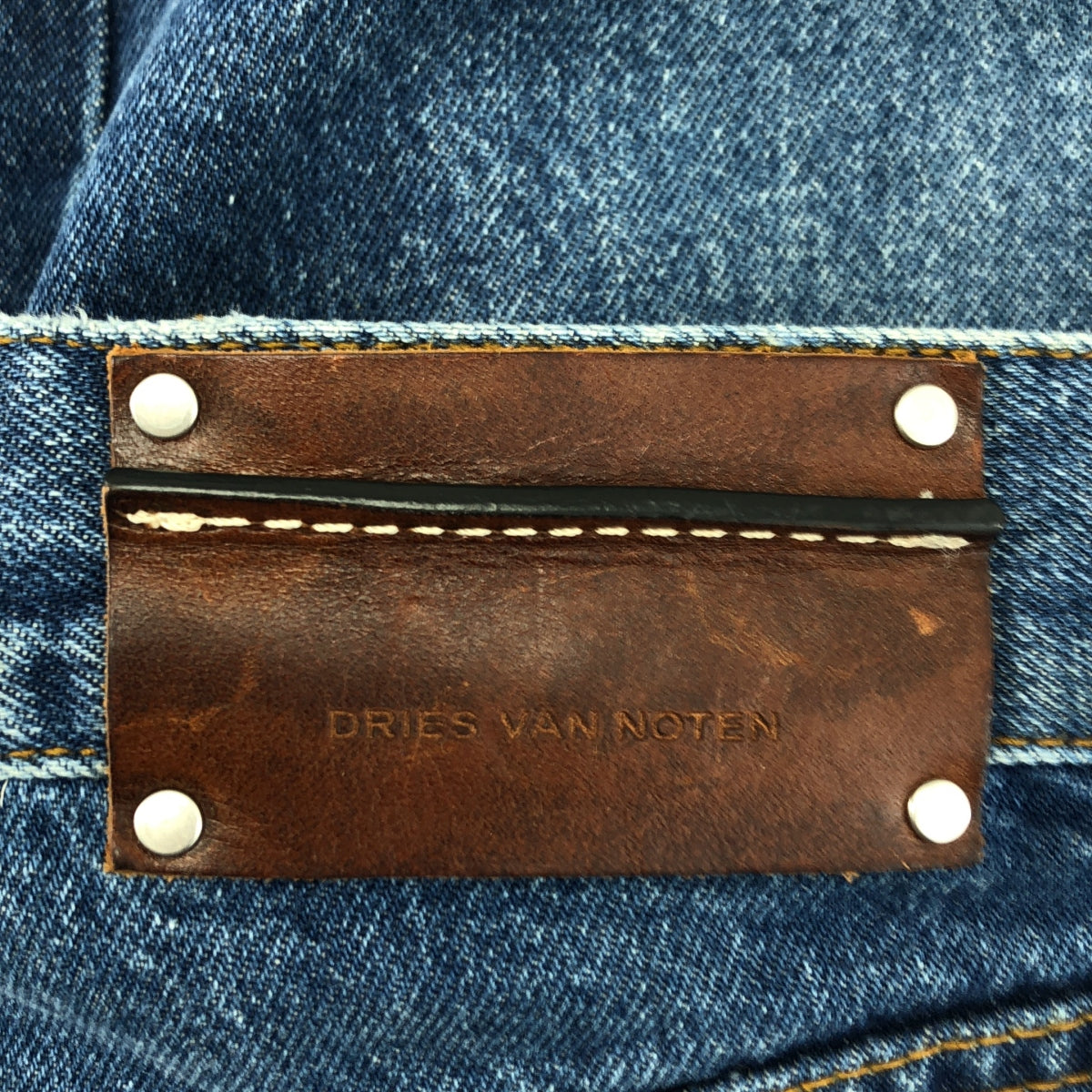DRIES VAN NOTEN / ドリスヴァンノッテン | レザーパッチ デニム パンツ | 26 | レディース