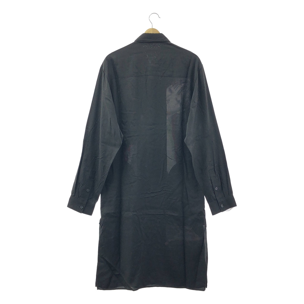 【美品】  YOHJI YAMAMOTO POUR HOMME / ヨウジヤマモトプールオム | 2024AW | LADY DESIGN LONG BLOUSE DEFORMED COLLAR レイヤードカラー レディーデザイン レーヨンシルク ロング シャツ | 3 | ブラック / マルチカラー | メンズ