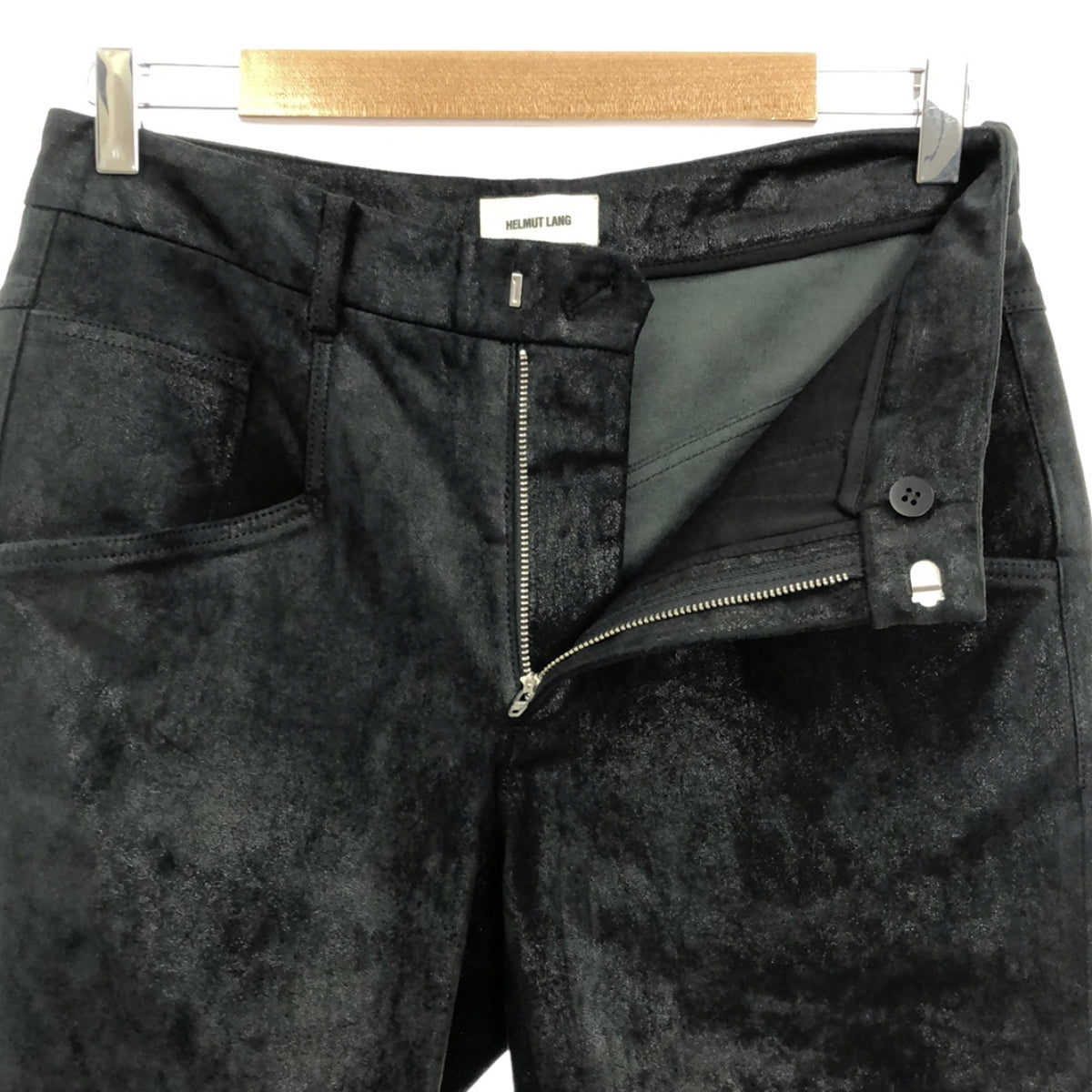 【美品】  HELMUT LANG / ヘルムートラング | レザー テーパードパンツ | 2 | ブラック | メンズ