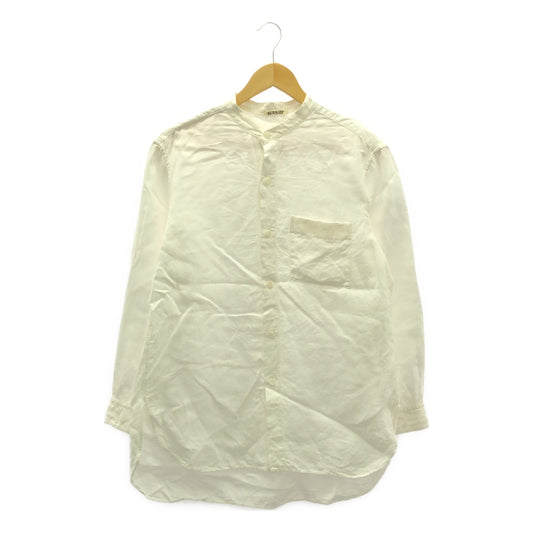 AURALEE | Linen gabardine band collar shirt | 1 | White | Women's