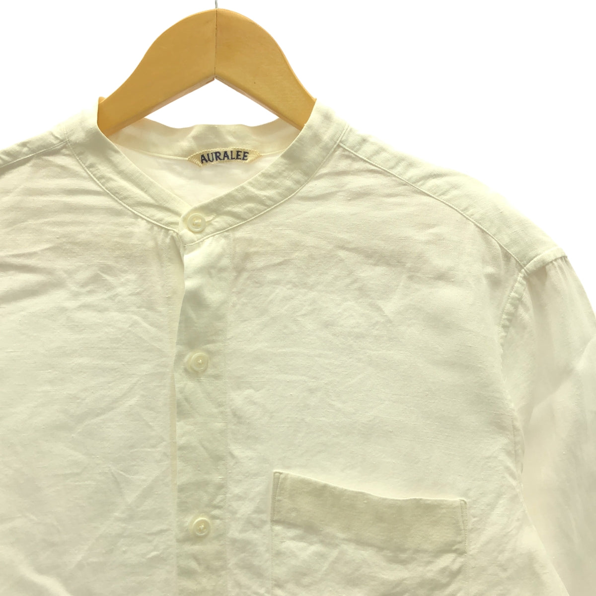 AURALEE | Linen gabardine band collar shirt | 1 | White | Women's