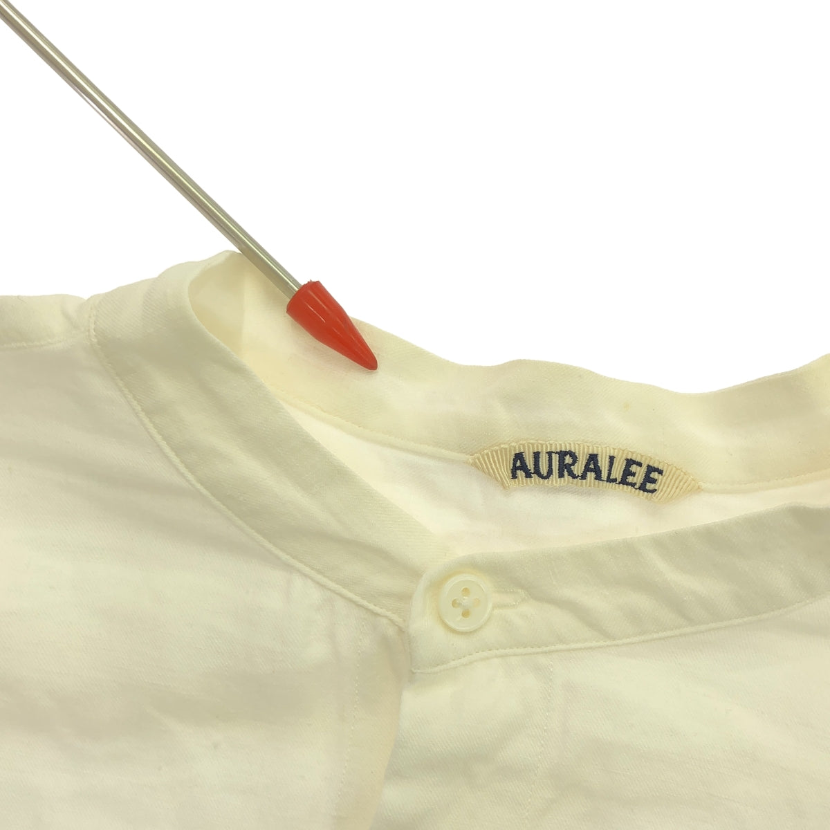 AURALEE | Linen gabardine band collar shirt | 1 | White | Women's