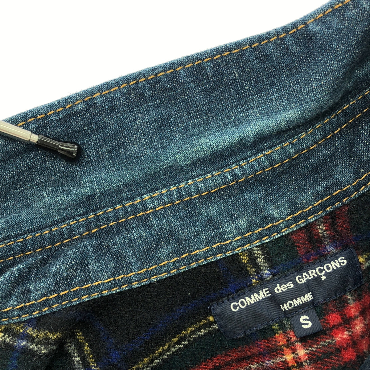COMME des GARCONS HOMME / コムデギャルソンオム | 2006AW | レギュラーカラー デニムシャツ / 裏地切替タータンチェック | S | インディゴ | メンズ