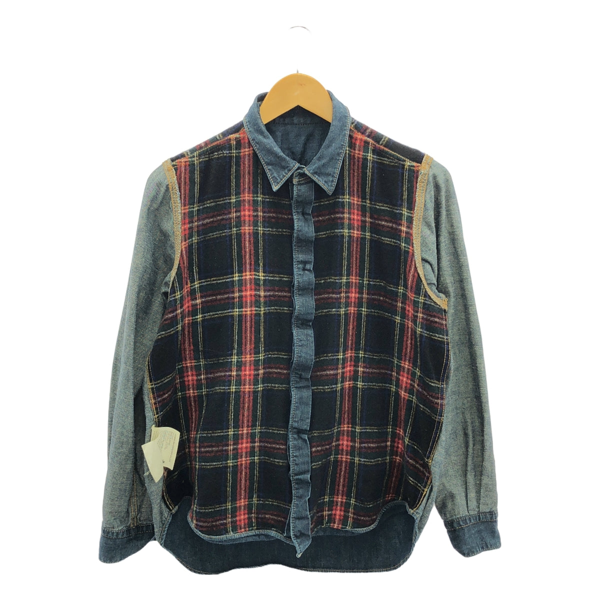 COMME des GARCONS HOMME / コムデギャルソンオム | 2006AW | レギュラーカラー デニムシャツ / 裏地切替タータンチェック | S | インディゴ | メンズ