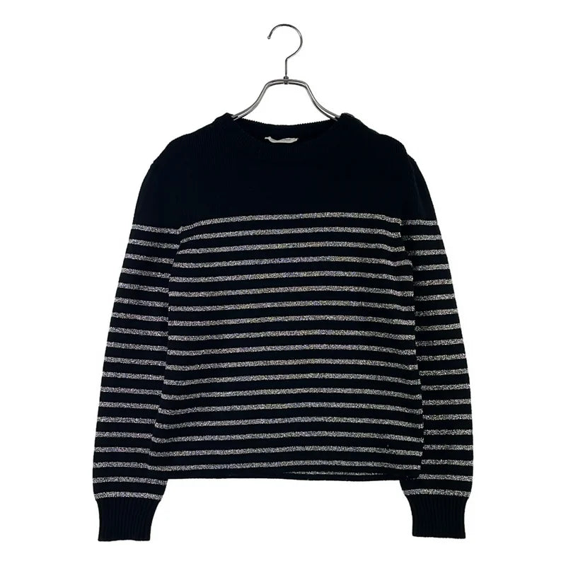 SAINT LAURENT PARIS / サンローランパリ | コットン ウール ボーダー クルーネックニット | S | レディース