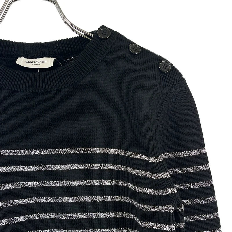 SAINT LAURENT PARIS / サンローランパリ | コットン ウール ボーダー クルーネックニット | S | レディース