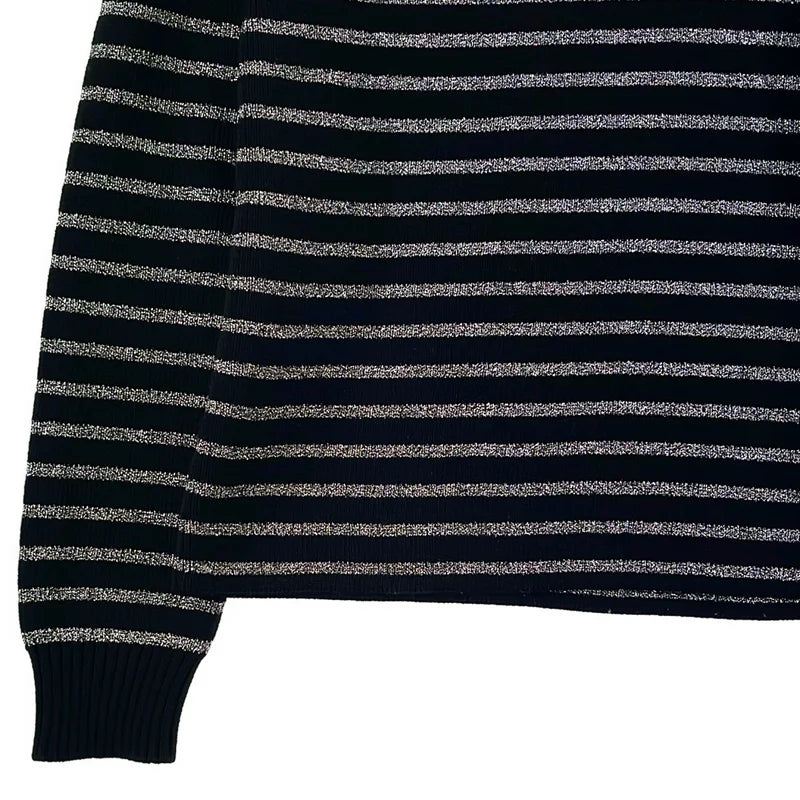 SAINT LAURENT PARIS / サンローランパリ | コットン ウール ボーダー クルーネックニット | S | レディース