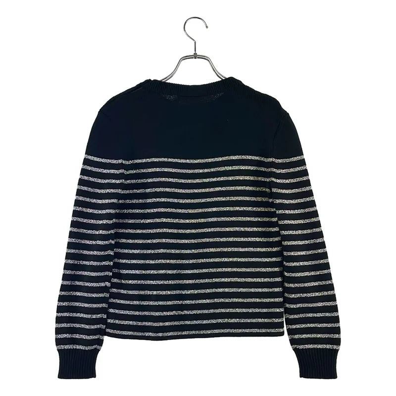 SAINT LAURENT PARIS / サンローランパリ | コットン ウール ボーダー クルーネックニット | S | レディース
