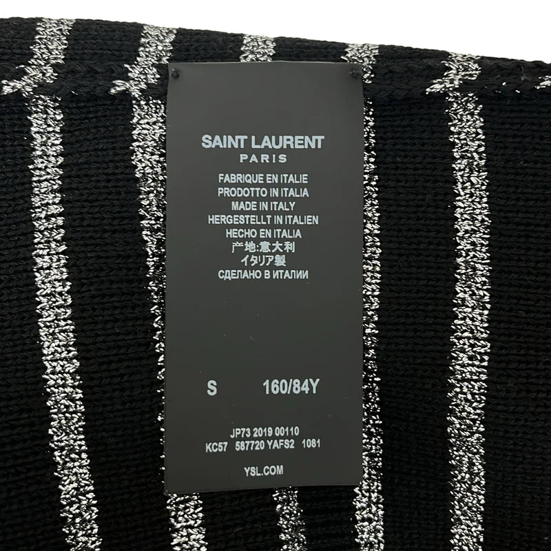 SAINT LAURENT PARIS / サンローランパリ | コットン ウール ボーダー クルーネックニット | S | レディース