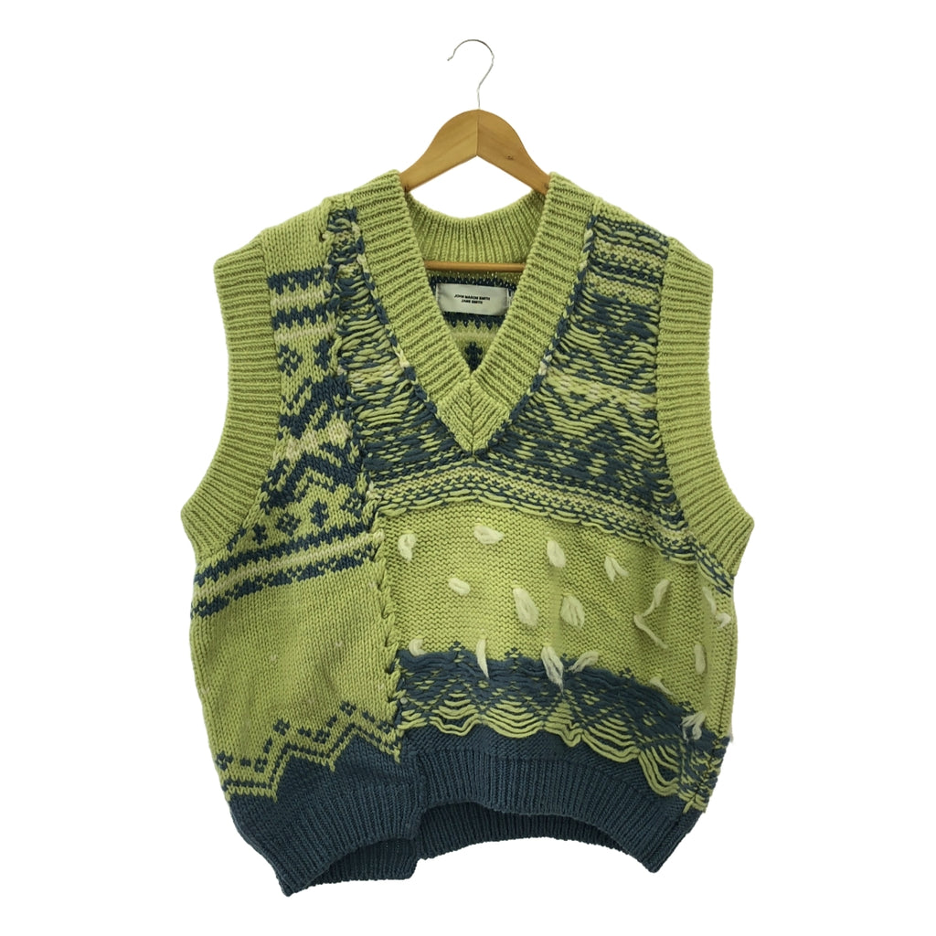 【新品】  JOHN MASON SMITH / ジョンメイソンスミス | 3G OVERSIZED CANADIAN SWEATER VEST カナディアン セーター ベスト | S | イエロー/ブルー/ホワイト | レディース