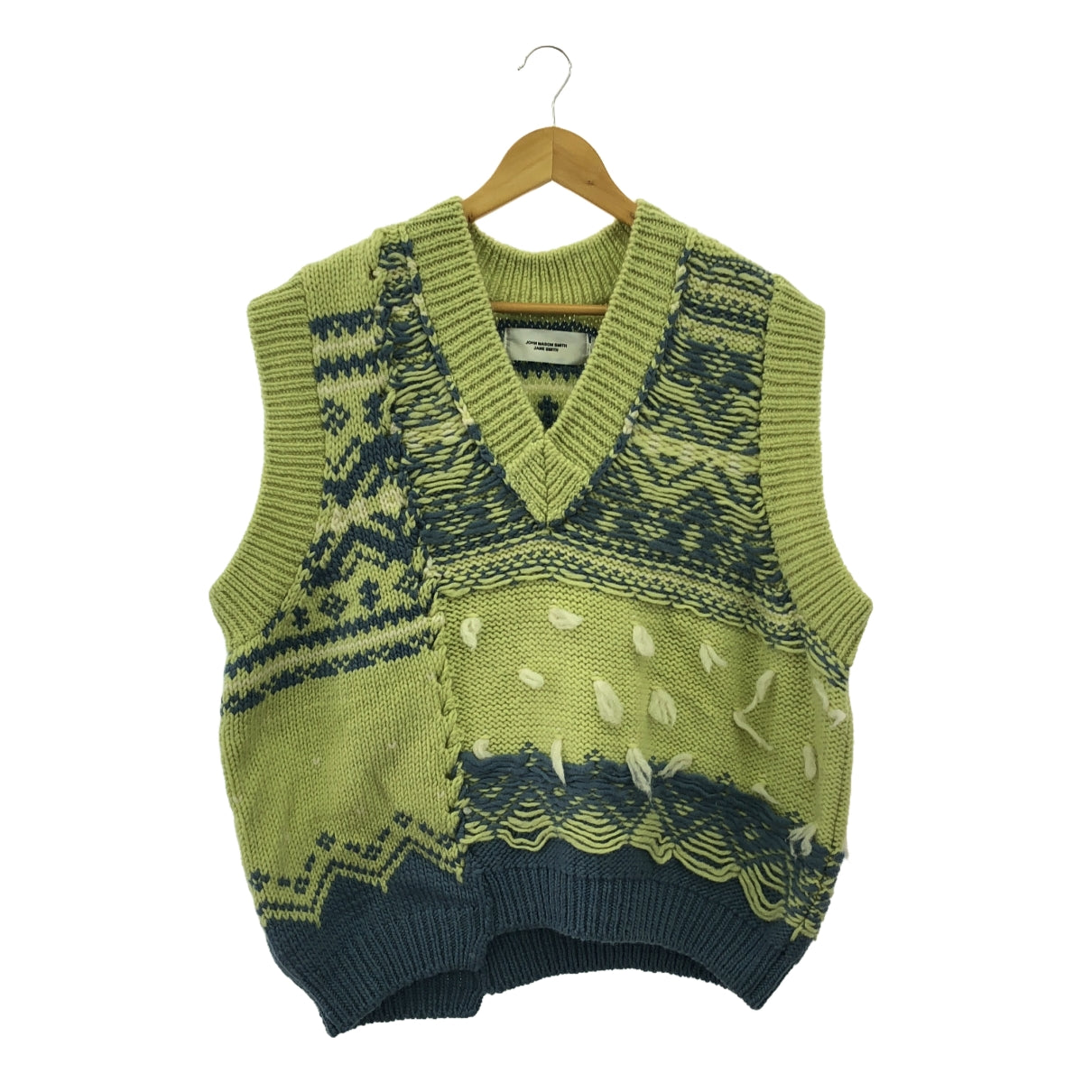 【新品】  JOHN MASON SMITH / ジョンメイソンスミス | 3G OVERSIZED CANADIAN SWEATER VEST カナディアン セーター ベスト | S | イエロー/ブルー/ホワイト | レディース