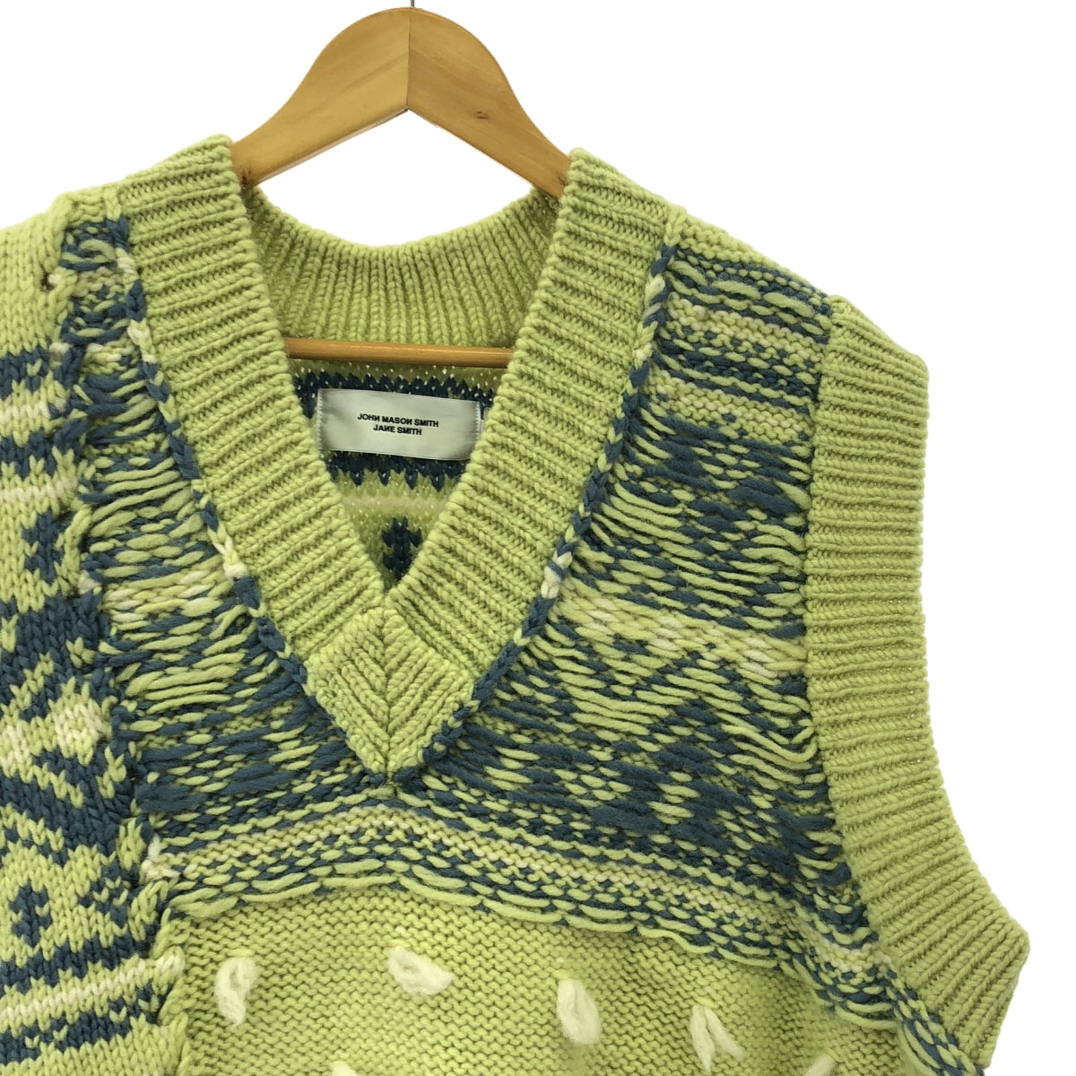 [新作] 約翰梅森史密斯 / 約翰梅森史密斯 | 3G 超大號加拿大毛衣背心 | S |黃色/藍色/白色 |女性的