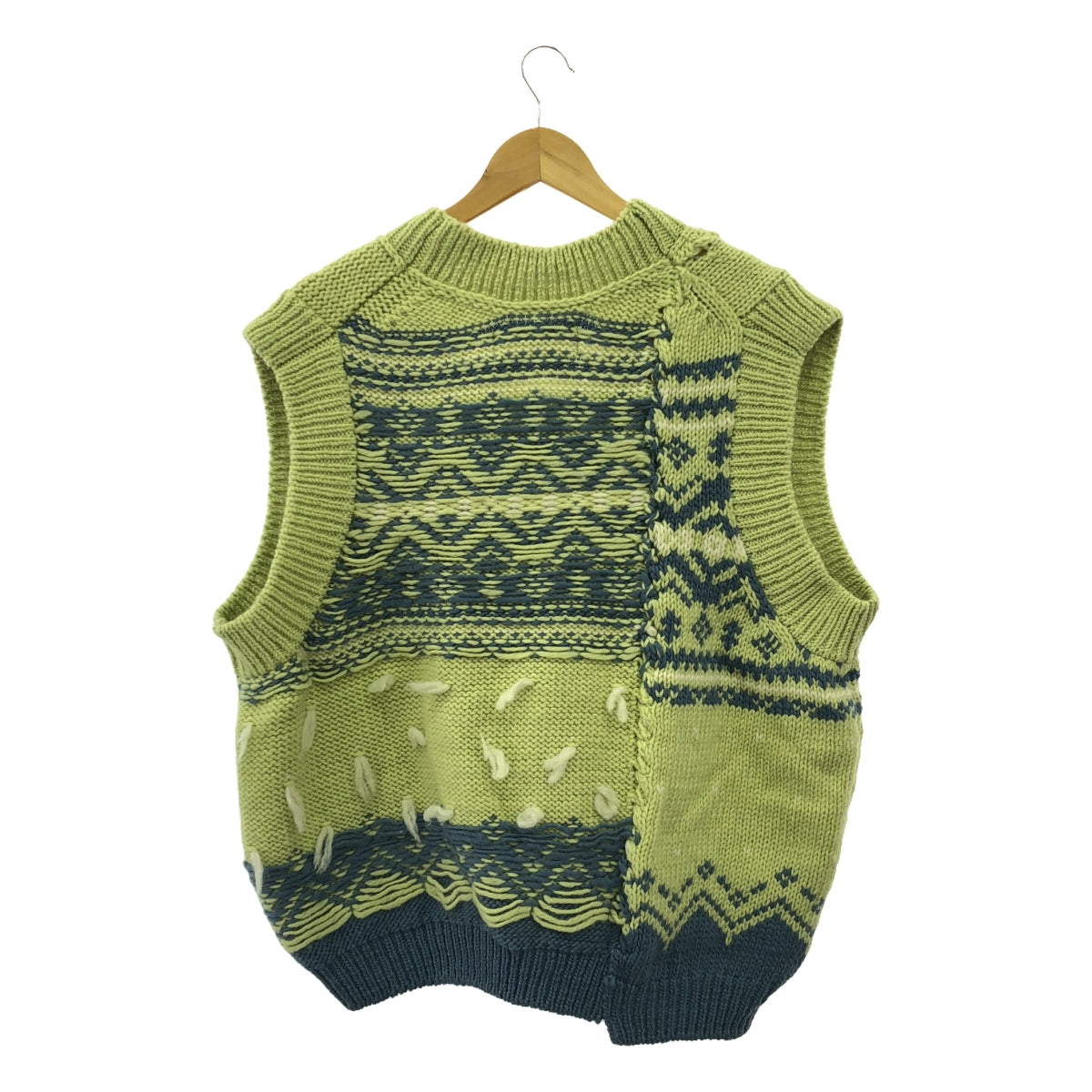 【新品】  JOHN MASON SMITH / ジョンメイソンスミス | 3G OVERSIZED CANADIAN SWEATER VEST カナディアン セーター ベスト | S | イエロー/ブルー/ホワイト | レディース