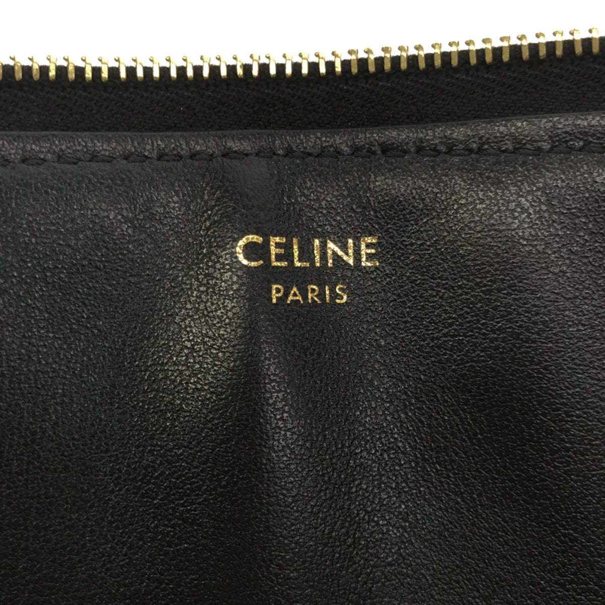 [狀況良好] CELINE | C Charm 皮革絎縫手拿包 大號 |黑色 |女性的