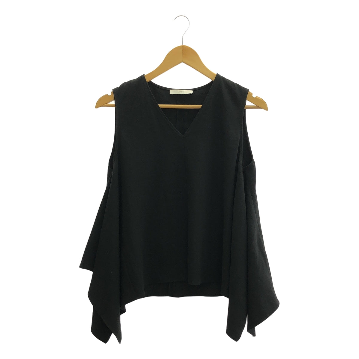 ASTRAET | V領側喇叭無袖|黑色 |女性的