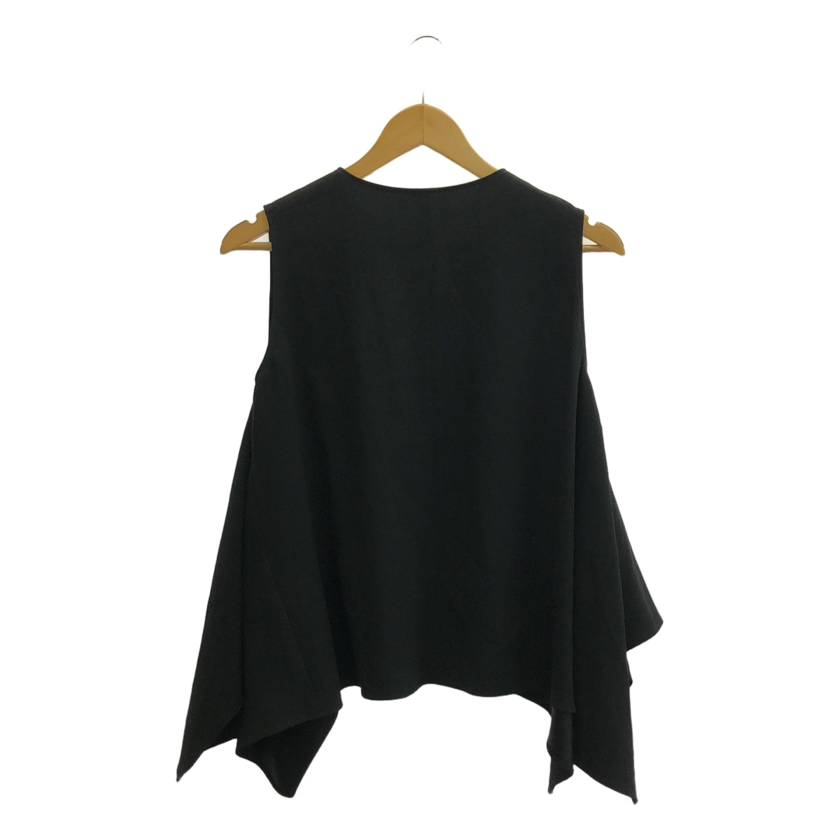 ASTRAET | V領側喇叭無袖|黑色 |女性的