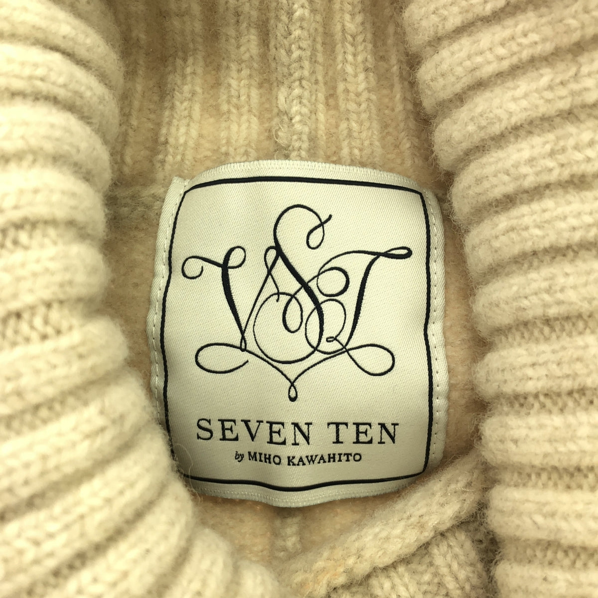 SEVEN TEN by MIHO KAWAHITO / セブンテンバイミホカワヒト | ウール リブ スリット タートルネック ニット プルオーバー | S | ベージュ | レディース