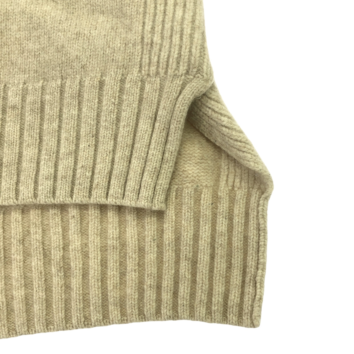 SEVEN TEN by MIHO KAWAHITO / セブンテンバイミホカワヒト | ウール リブ スリット タートルネック ニット プルオーバー | S | ベージュ | レディース