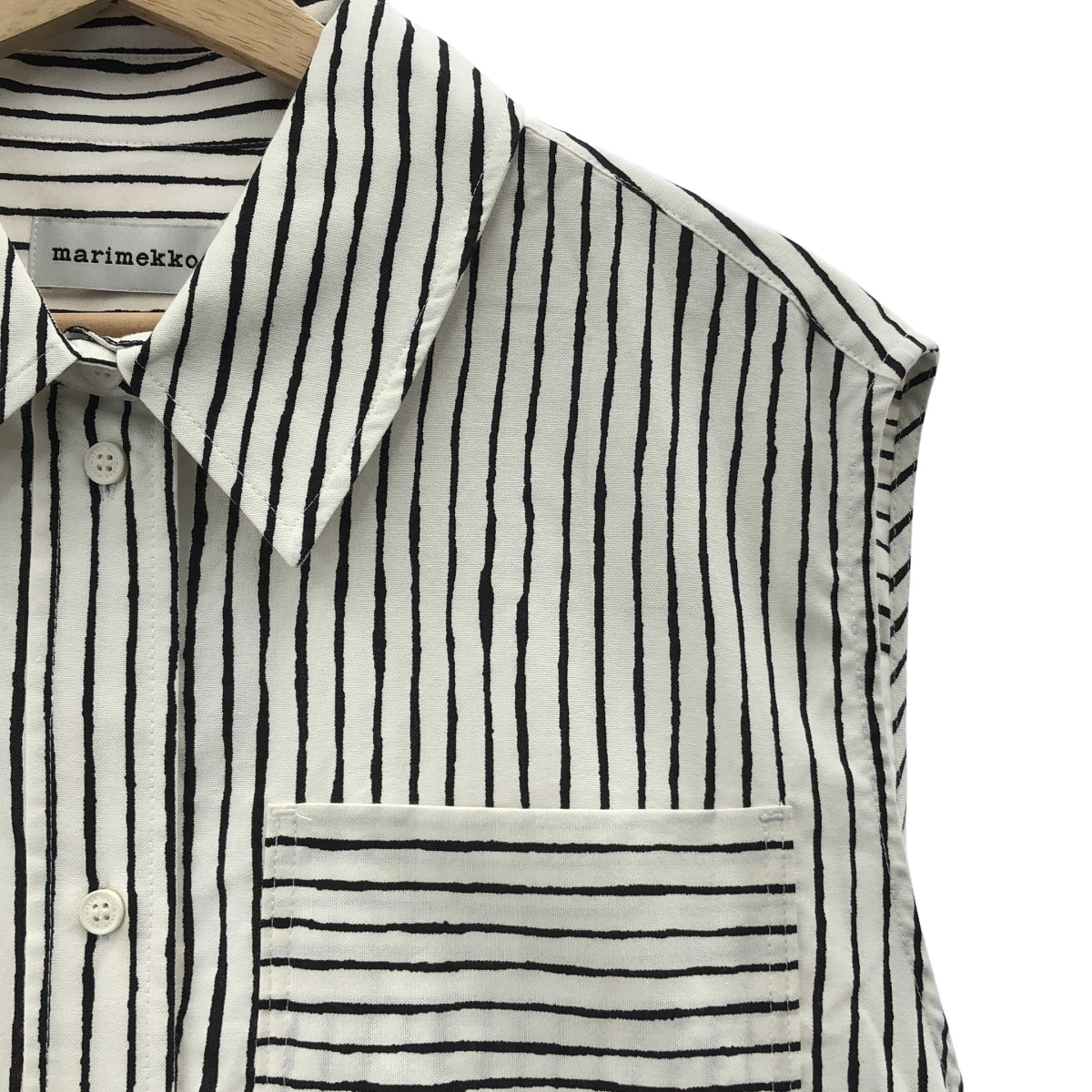 marimekko / マリメッコ | SIMPPELI AITA コットン ストライプ スリーブレス シャツ ワンピース | 38 | レディース