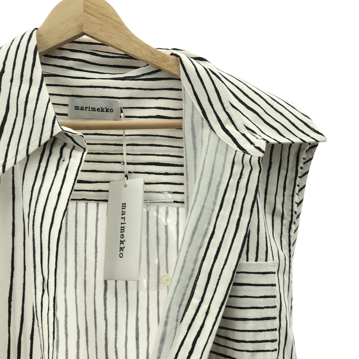marimekko / マリメッコ | SIMPPELI AITA コットン ストライプ スリーブレス シャツ ワンピース | 38 | レディース