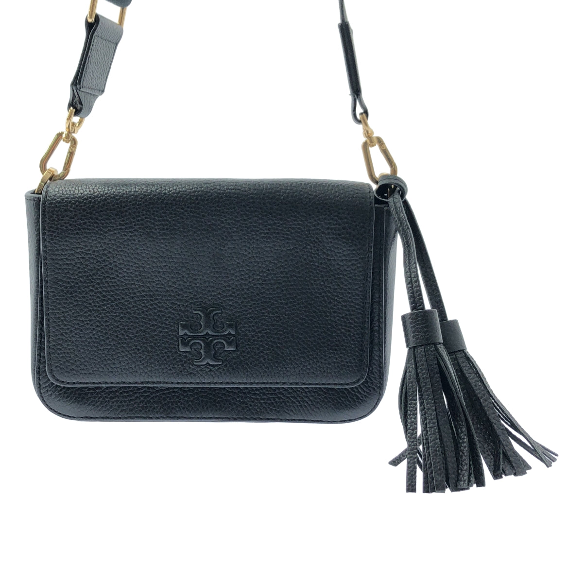 TORY BURCH / トリーバーチ | THEA WEB FLAP CROSSBODY テア ウェブ フラップクロス バッグ | ブラック | レディース