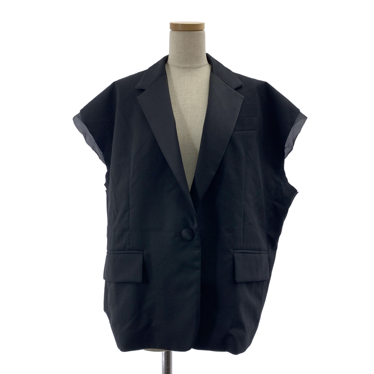 sacai / 사카이 | Suiting Jacket / 오버 실루엣 질레 베스트 슬리브리스 재킷 | 1 | 여성