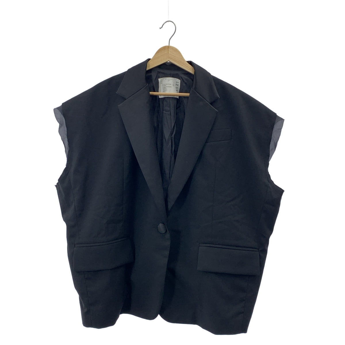 sacai / 사카이 | Suiting Jacket / 오버 실루엣 질레 베스트 슬리브리스 재킷 | 1 | 여성
