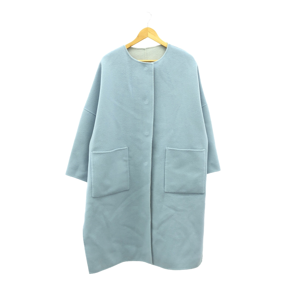 【美品】  ADORE / アドーア | 2TONEリバーラウンドネックコート | 36 | ライトブルー/ライトグレー | レディース