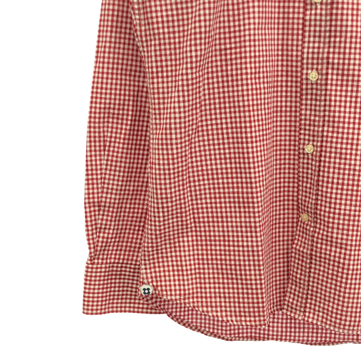 LARDINI | Cotton gingham check horizontal collar shirt | 38 | Red | Men's