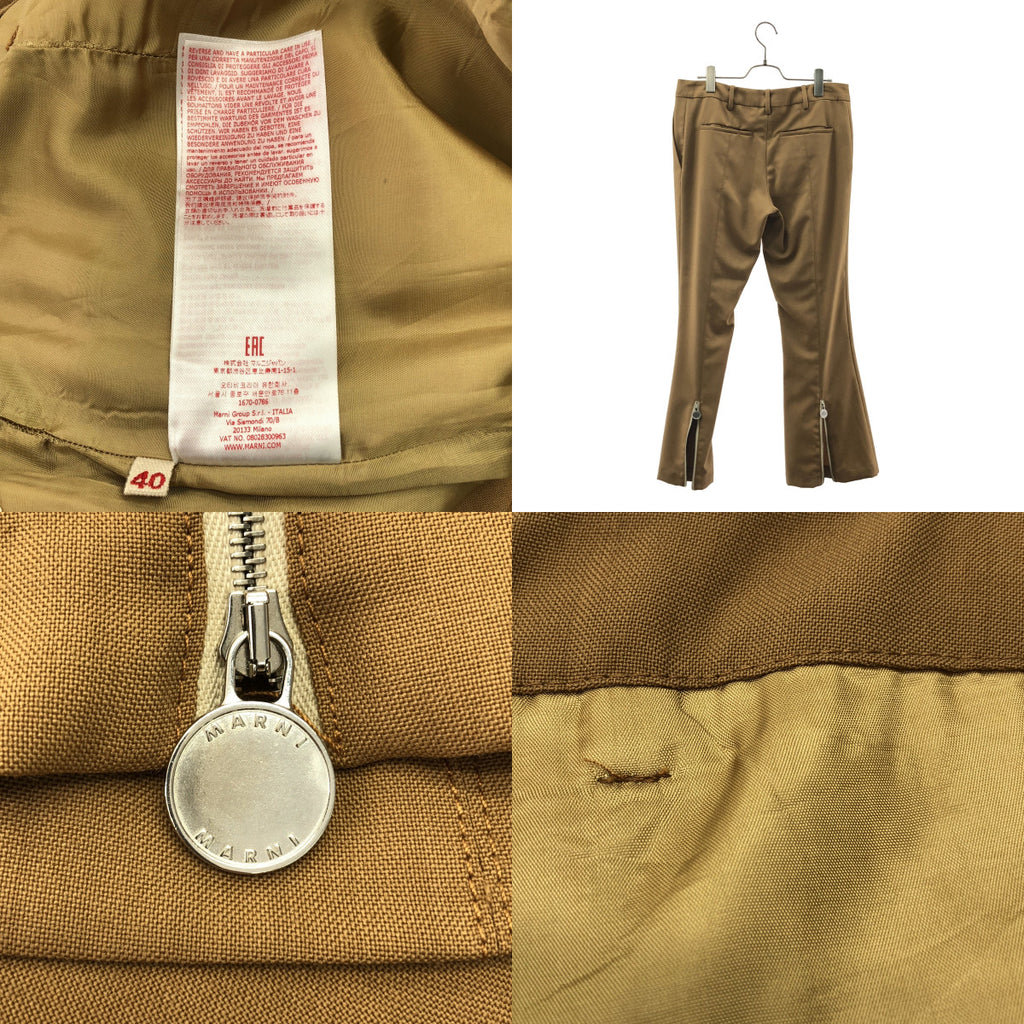 MARNI / マルニ | 2022AW | ロゴ裾ジップスリット スラックス パンツ / 裏地付き | 40 | レディース