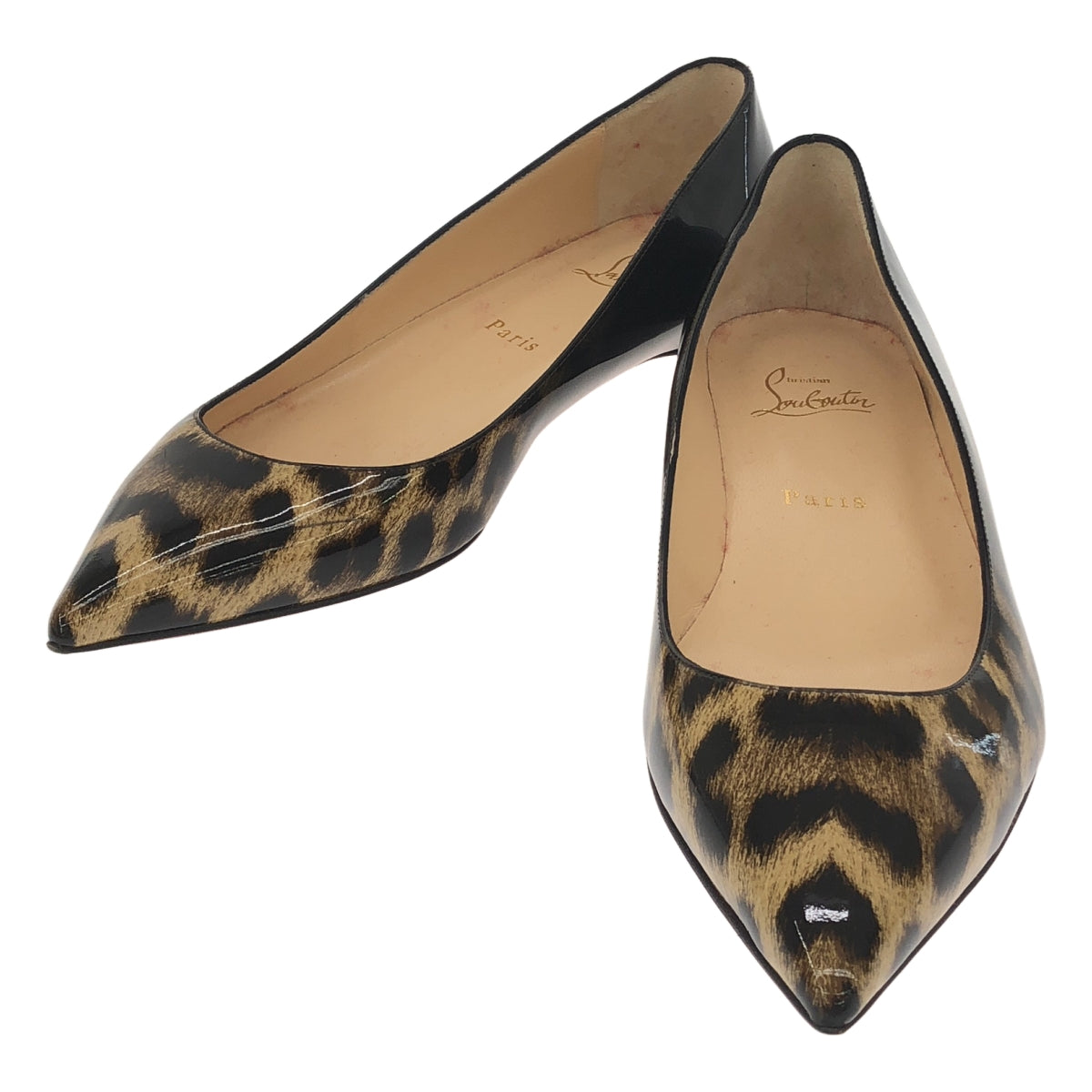 Christian Louboutin / 기독교 루부탄 | 특허 가죽 레오파드 플랫 신발 | 39 | 여성